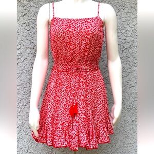 Aakaa Red Floral Women's Sundress medium